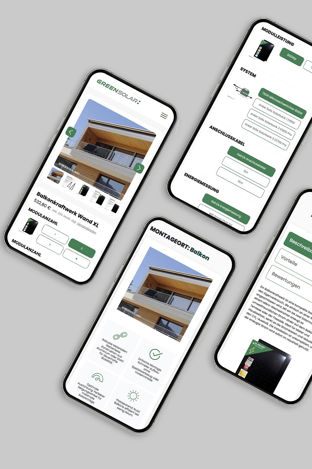 Mobile Ansicht vom Solaranlagen-Konfigurator von Green Solar.